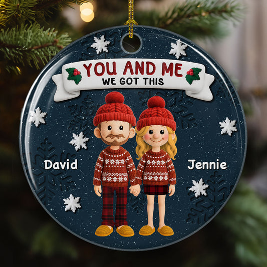 Winter Family Moment - Personalized Custom 3D Effect Ceramic Ornament
