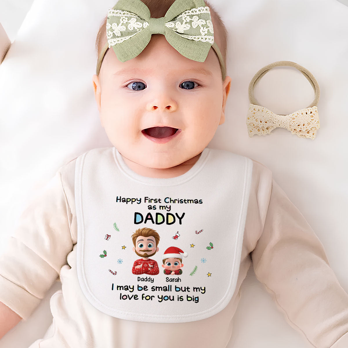 First Christmas Day With Baby - Personalized Custom Baby Bib