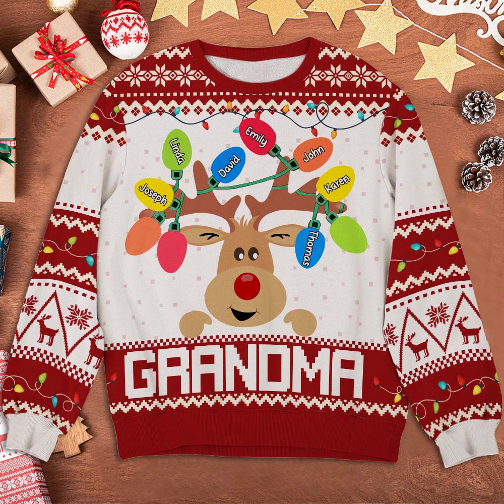 Reindeer Grandma - Personalized Custom All-Over-Print Sweatshirt