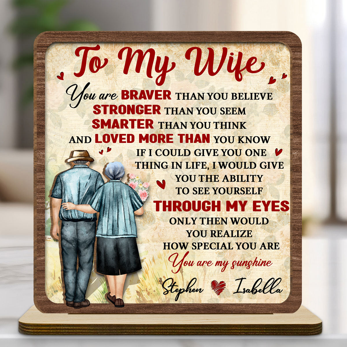 My Sunshine - Personalized Custom 2-Layer Wood Plaque With Flat Base