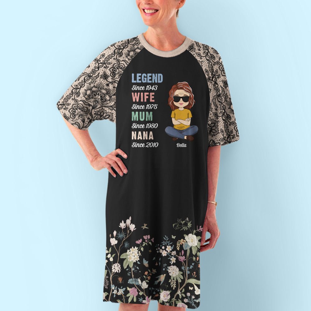 Floral Legend Grandma - Personalized Custom 3/4 Sleeve Dress