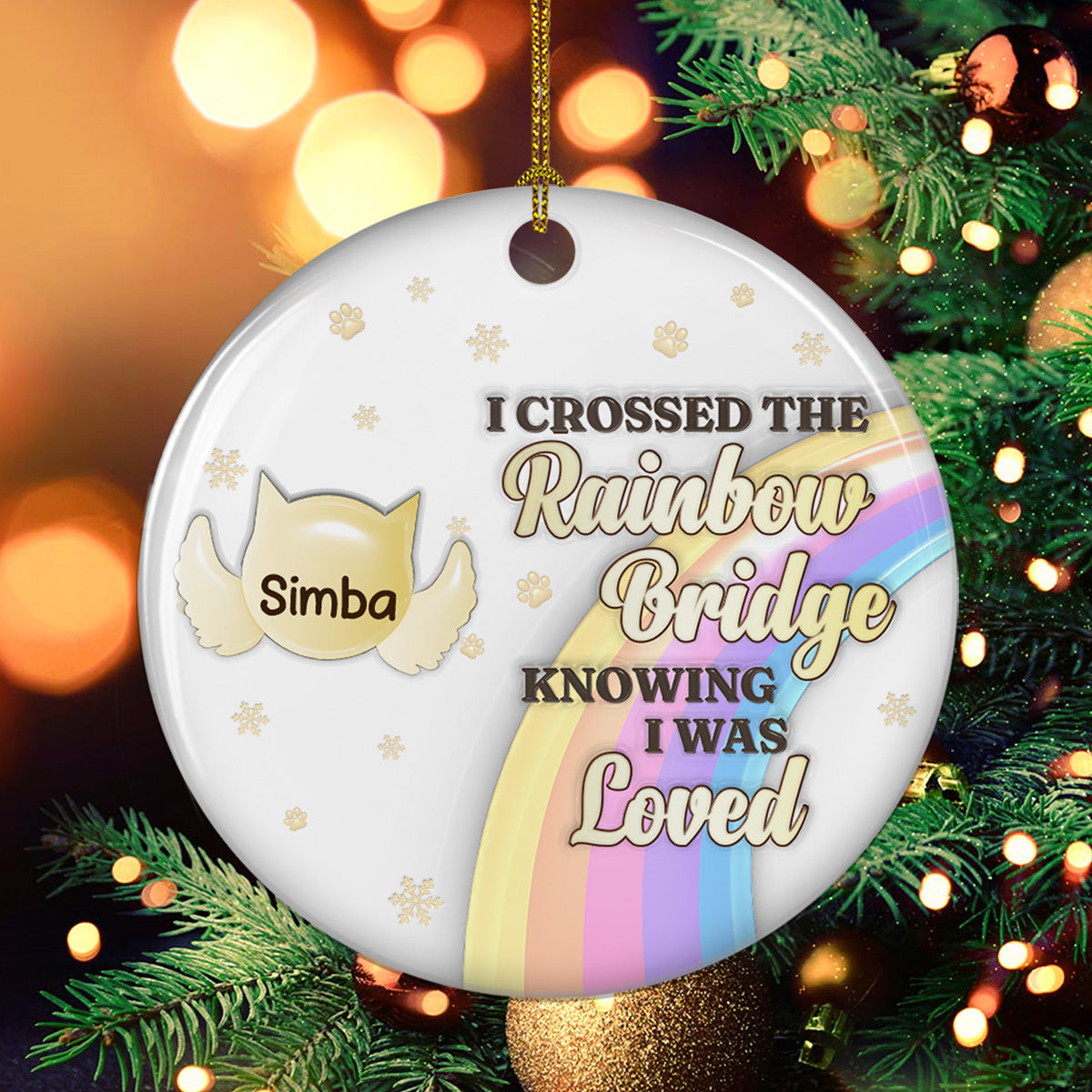 Crossed The Rainbow Bridge - Personalized Custom 3D Inflated Effect Ceramic Ornament