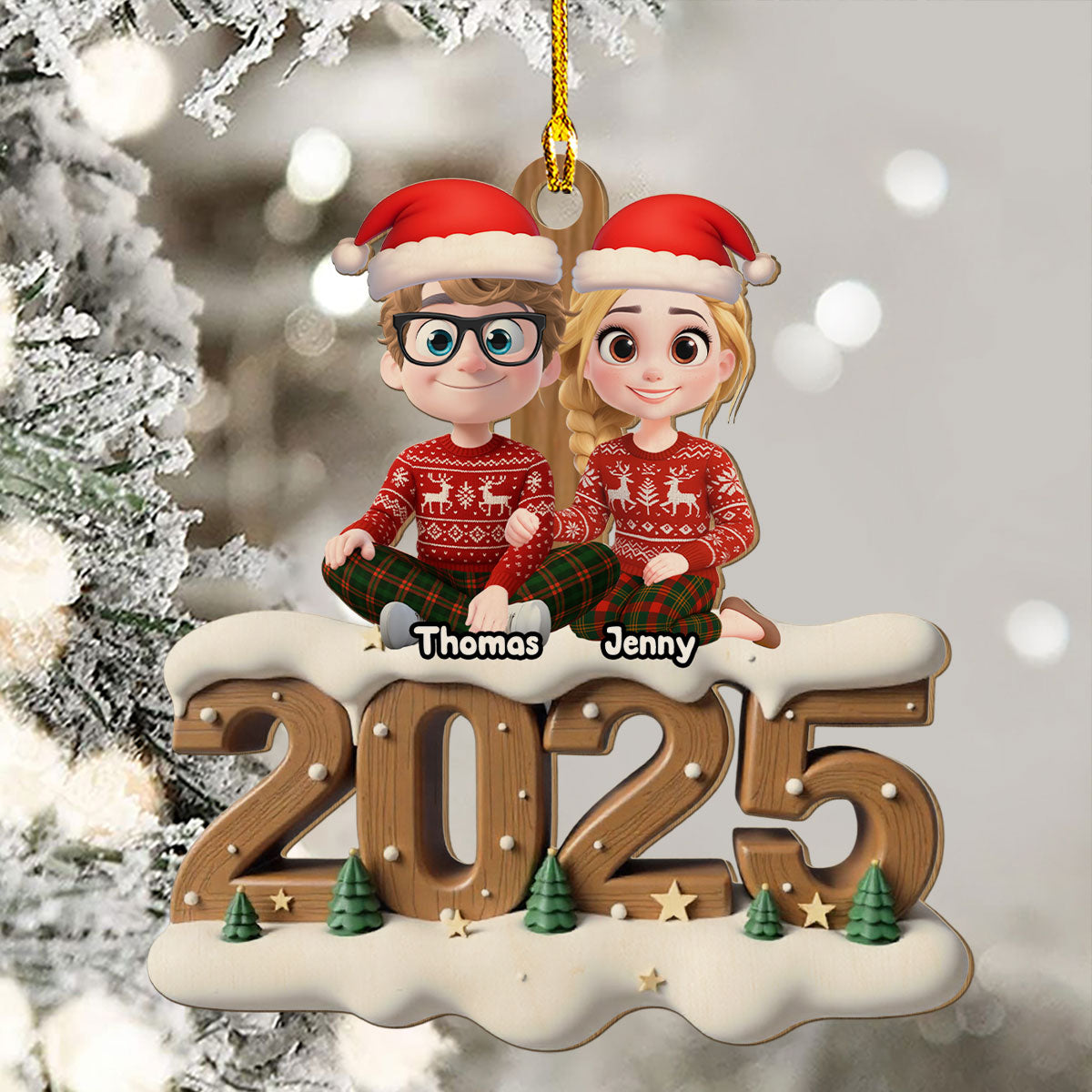 Us From Now Onwards - Personalized Custom 3D Effect Wood Ornament
