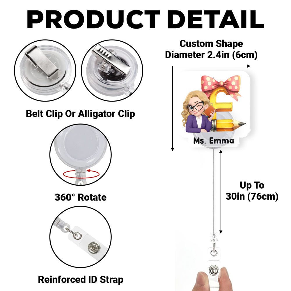 Alphabet Cartoonize - Personalized Custom Acrylic Badge Reel