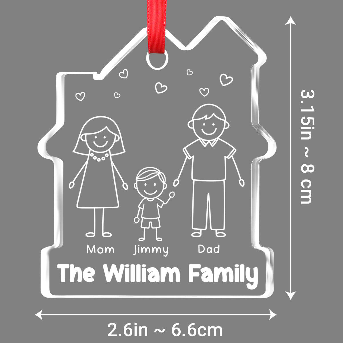 Family Christmas - Personalized Custom House Shaped Glass Ornament