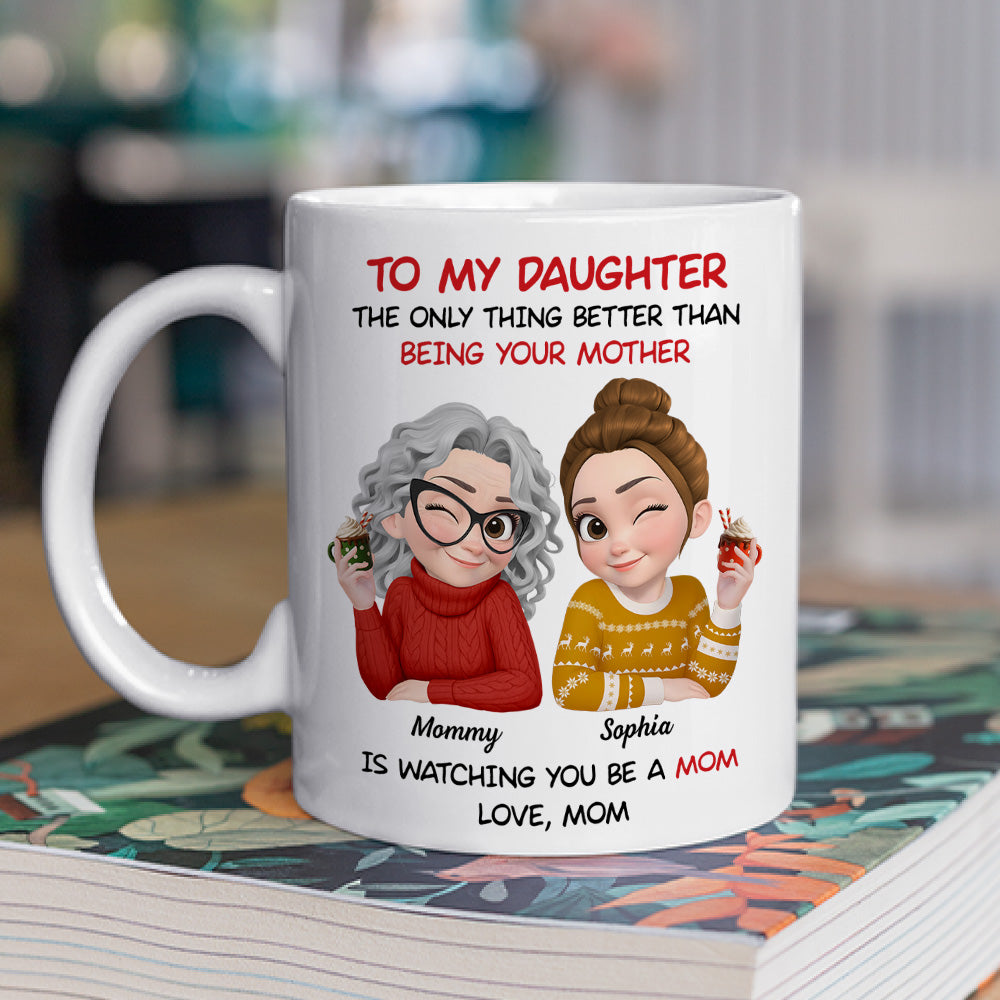To My Daughter Cartoonize Christmas - Personalized Custom Coffee Mug