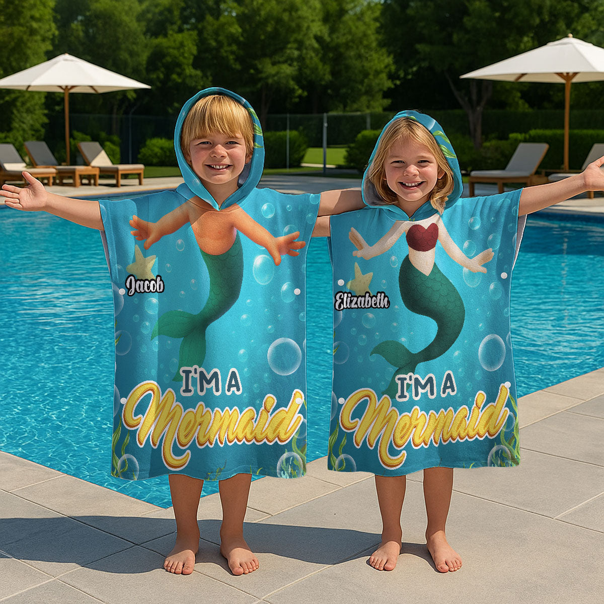 I Am Mermaid - Personalized Custom Hooded Beach Towel