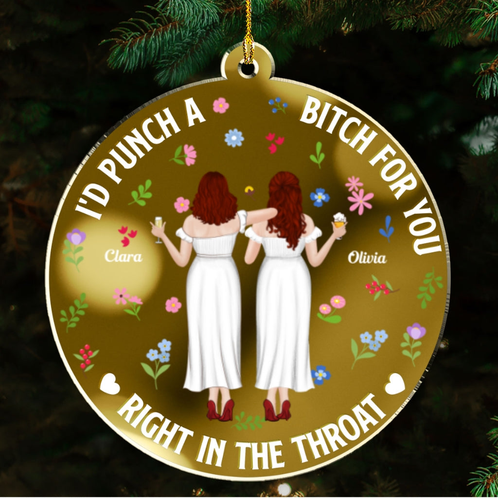 Punch Bitch Besties - Personalized Custom Mirrored Acrylic Ornament