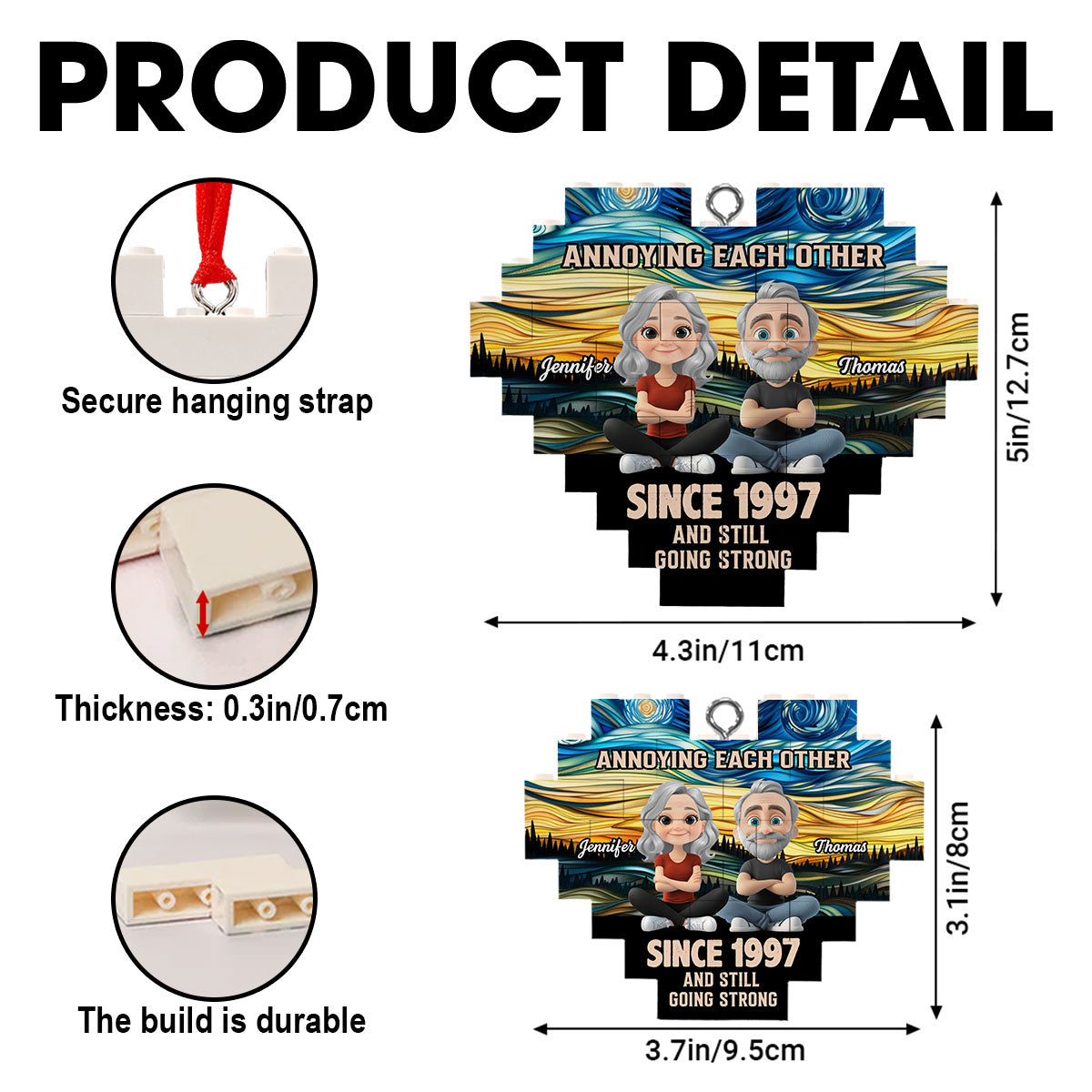 Love You Forever - Personalized Custom Heart Puzzle Ornament