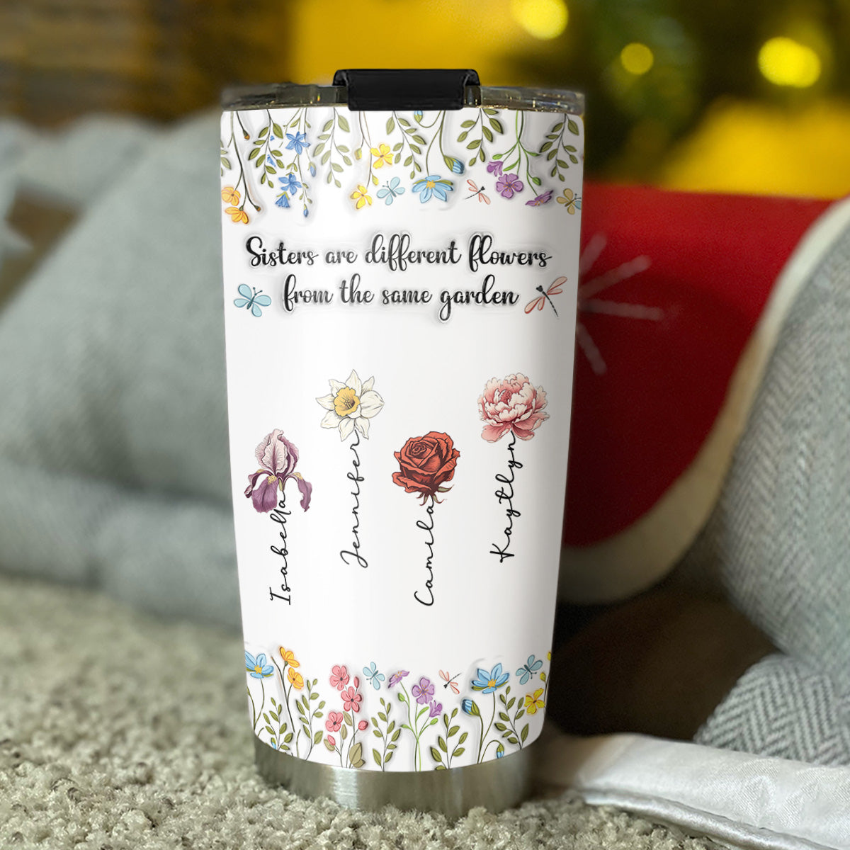 Sisters Are Different Flowers From The Same Garden - Personalized Custom 3D Inflated Effect Tumbler