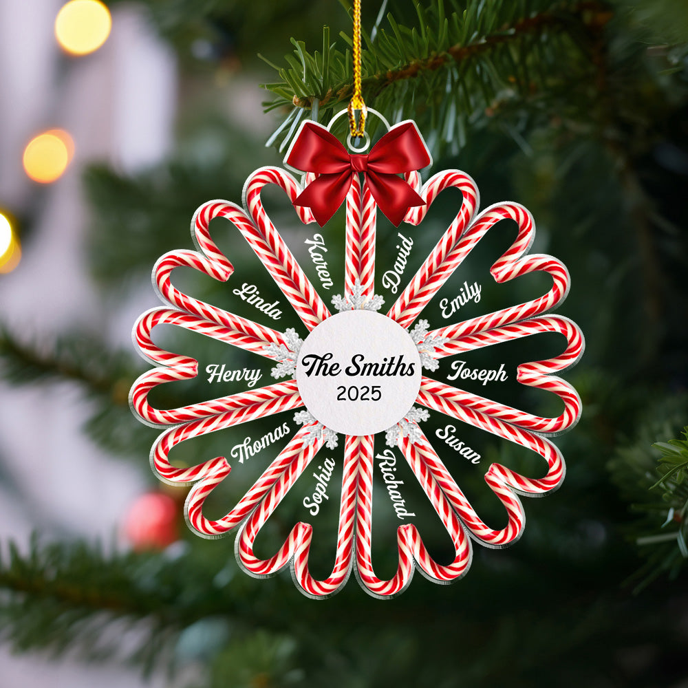 Family Candy Cane - Personalized Custom Acrylic Ornament