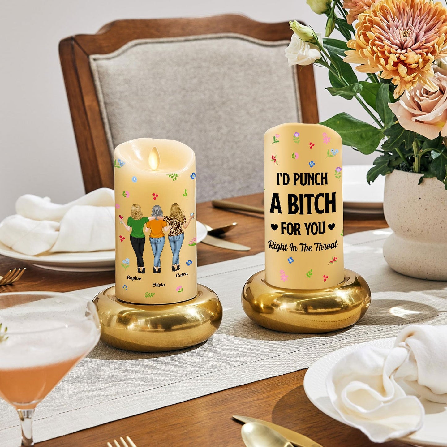 Punch Bitch Besties - Personalized Custom LED Candle