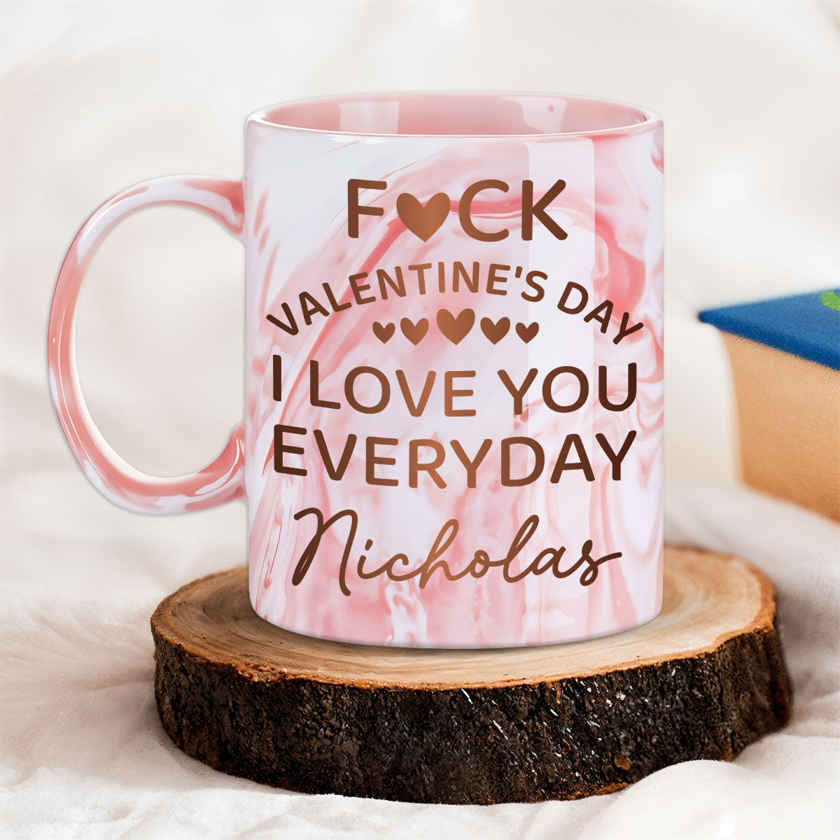 Naughty Valentine Day - Personalized Custom Pink Marble Mug