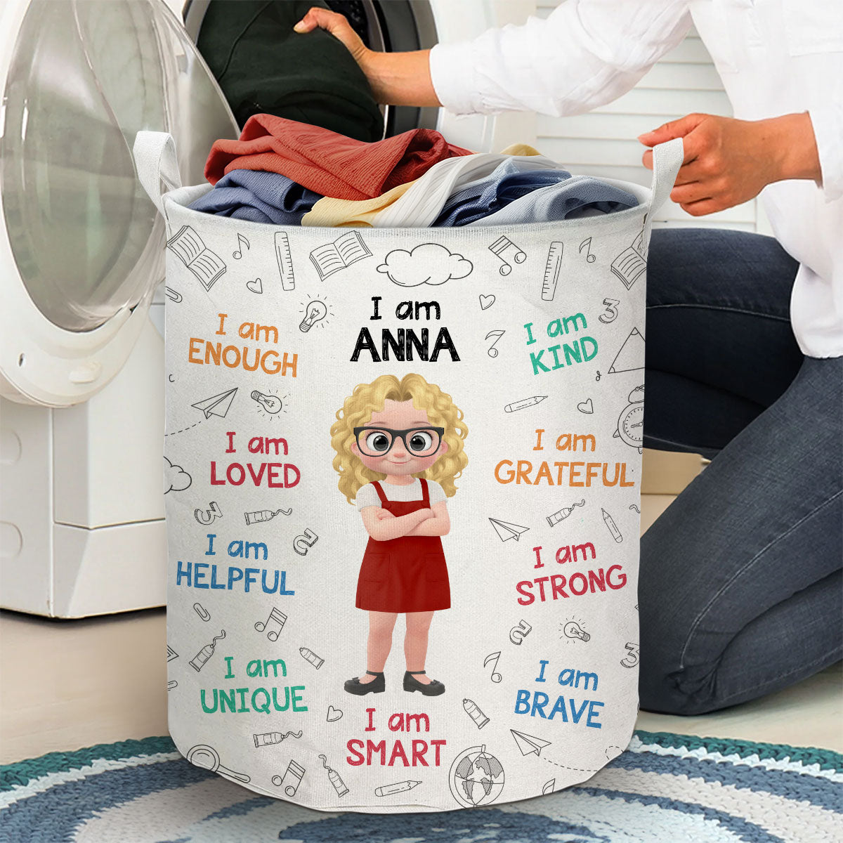 I Am Grateful - Personalized Custom Laundry Basket