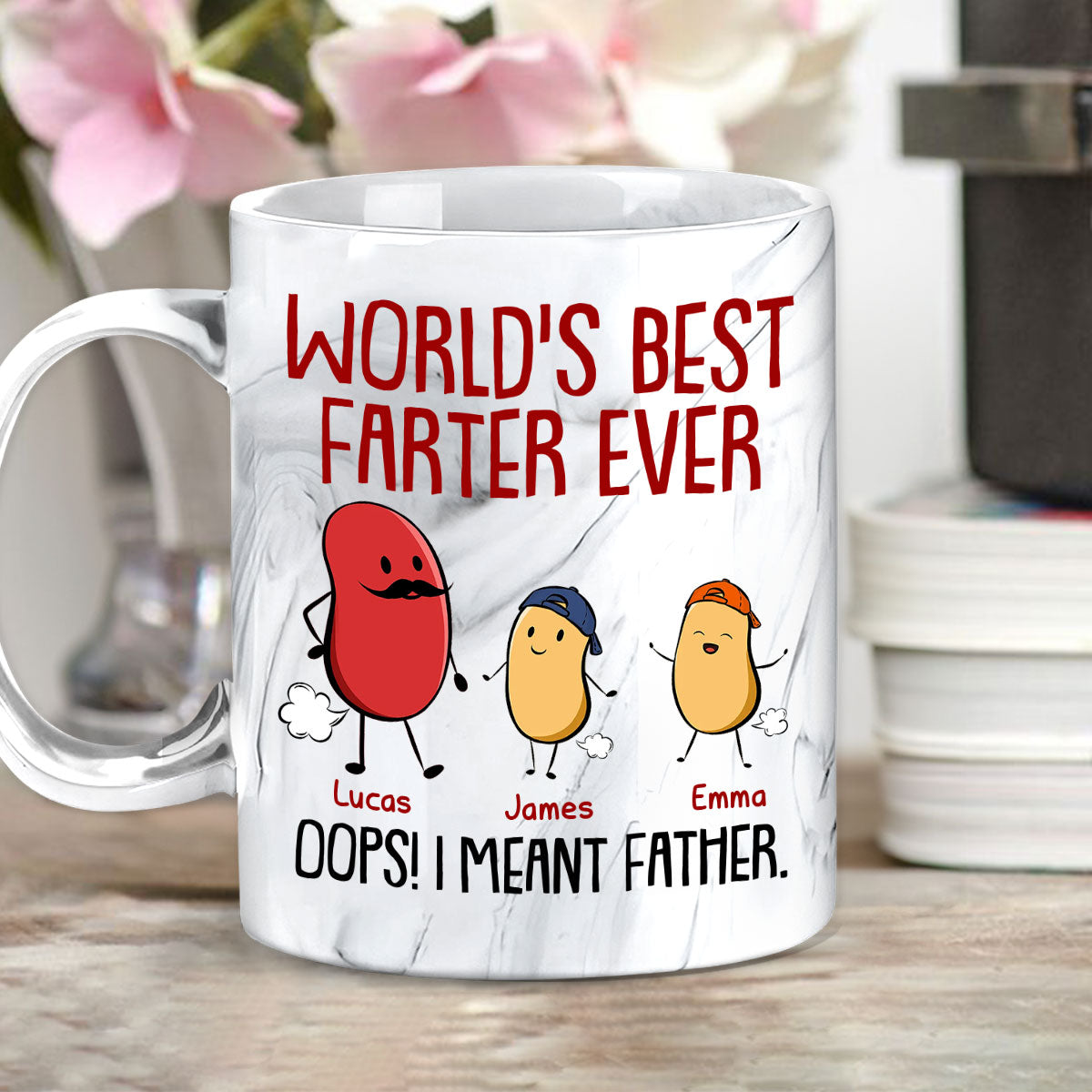 Best Farter Ever I Mean Father - Personalized Custom Grey Marble Mug