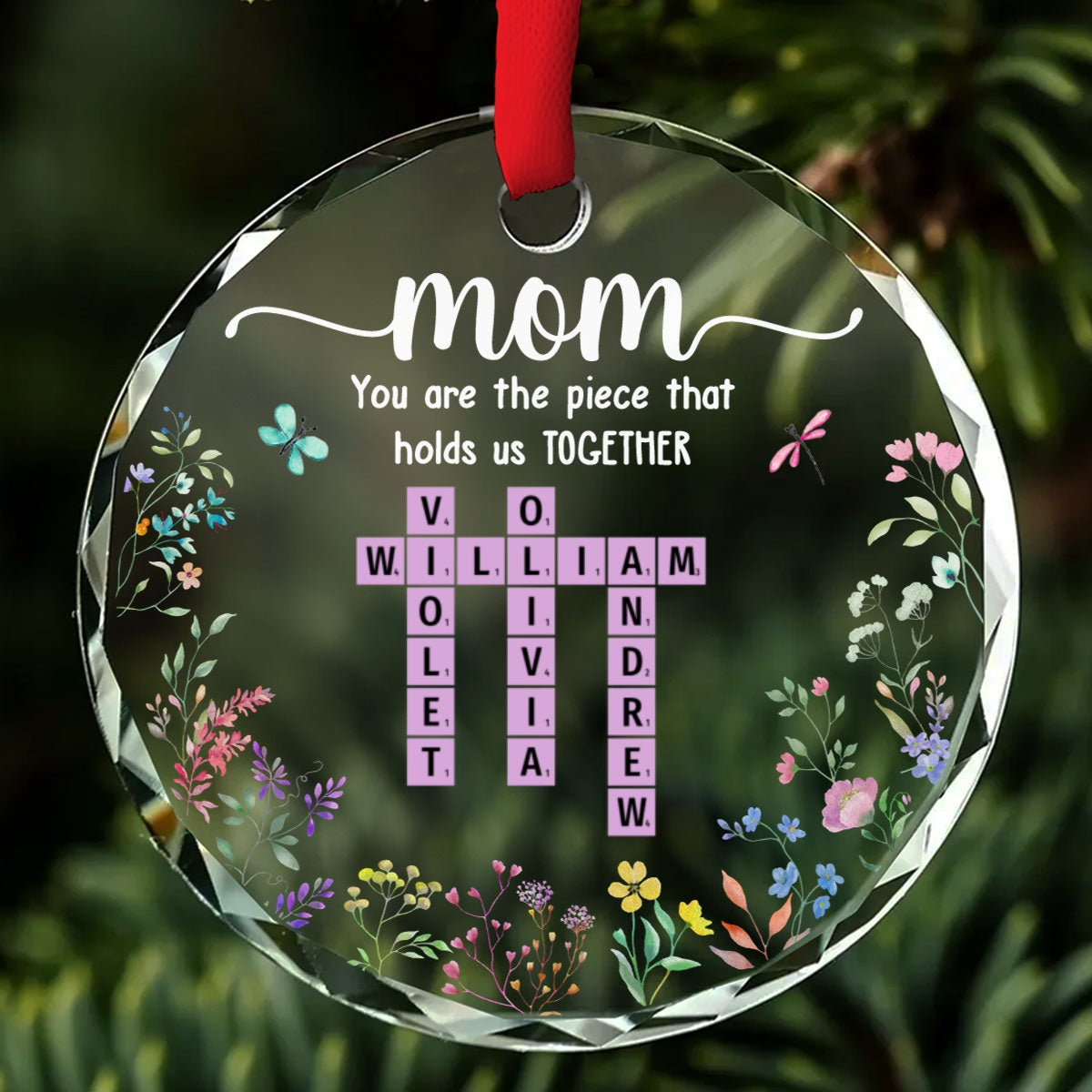Mom Holds Us Together - Personalized Custom Glass Ornament
