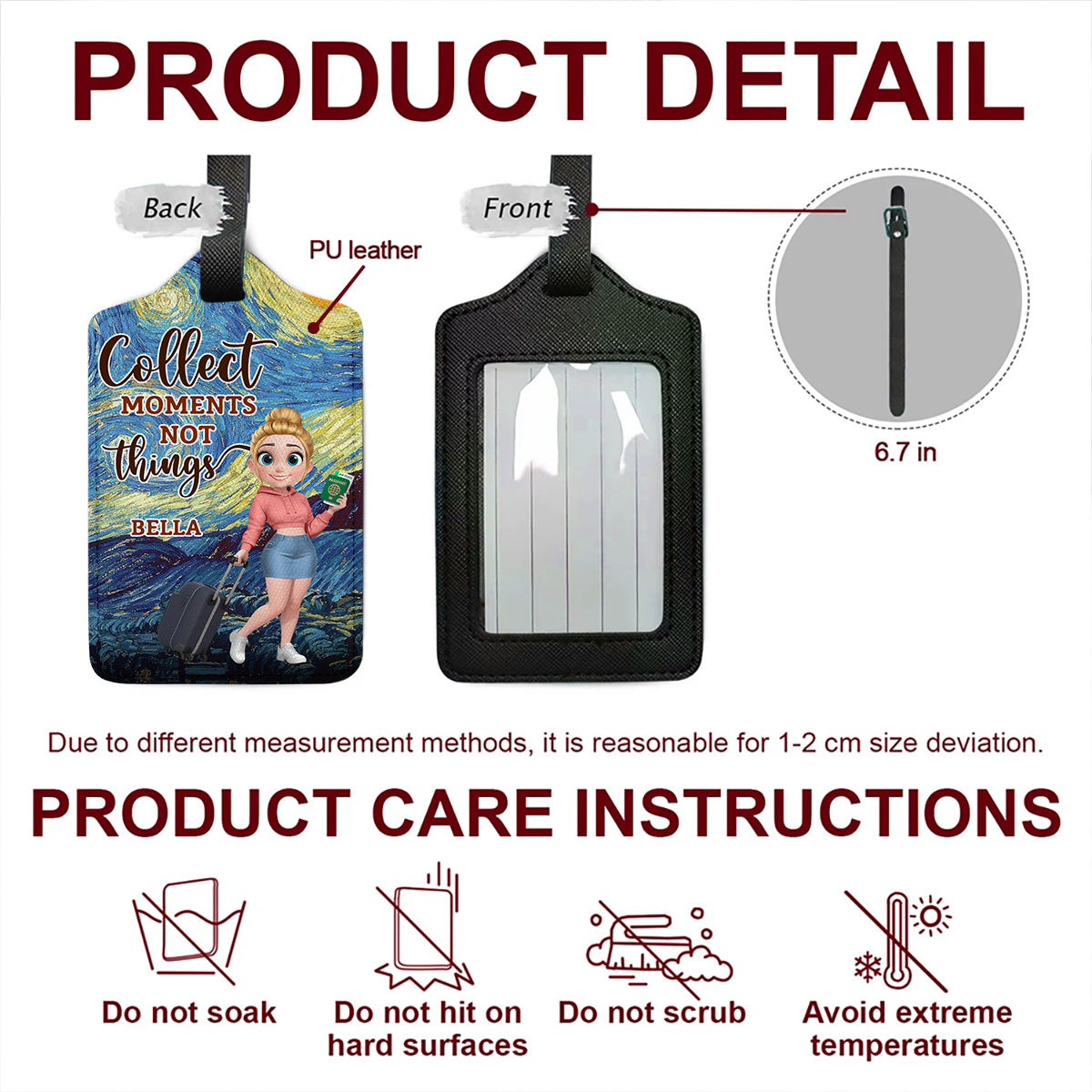 Marble Elegance - Personalized Custom Luggage Tag