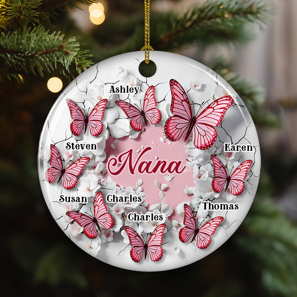 Grandma Butterfly - Personalized Custom Ceramic Ornament