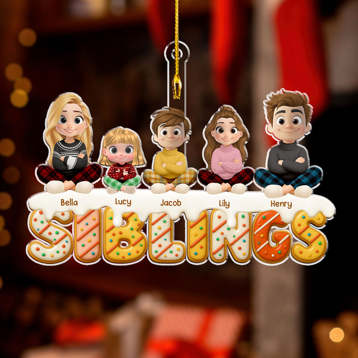 Siblings Forever Version 2 - Personalized Custom Acrylic Ornament
