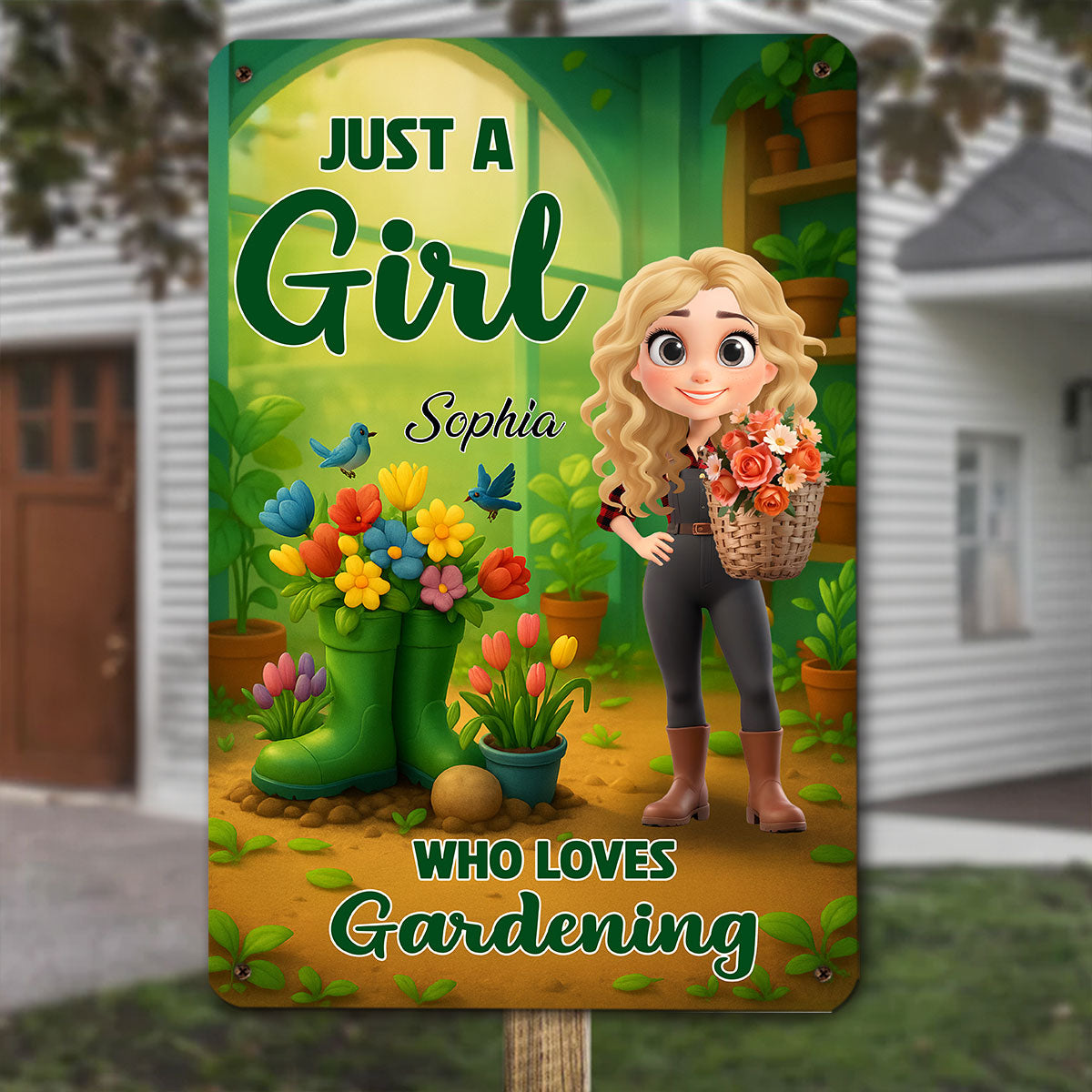 Just A Girl Who Loves Gardening - Personalized Custom Metal Sign