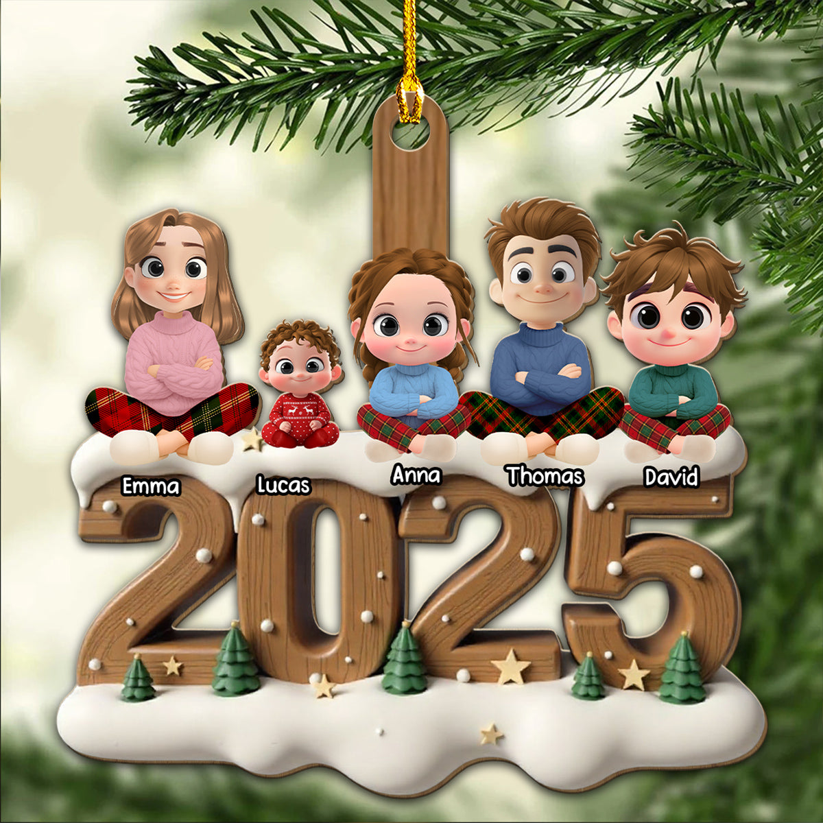 My Grand Babies This Year Onwards - Personalized Custom 3D Effect Wood Ornament