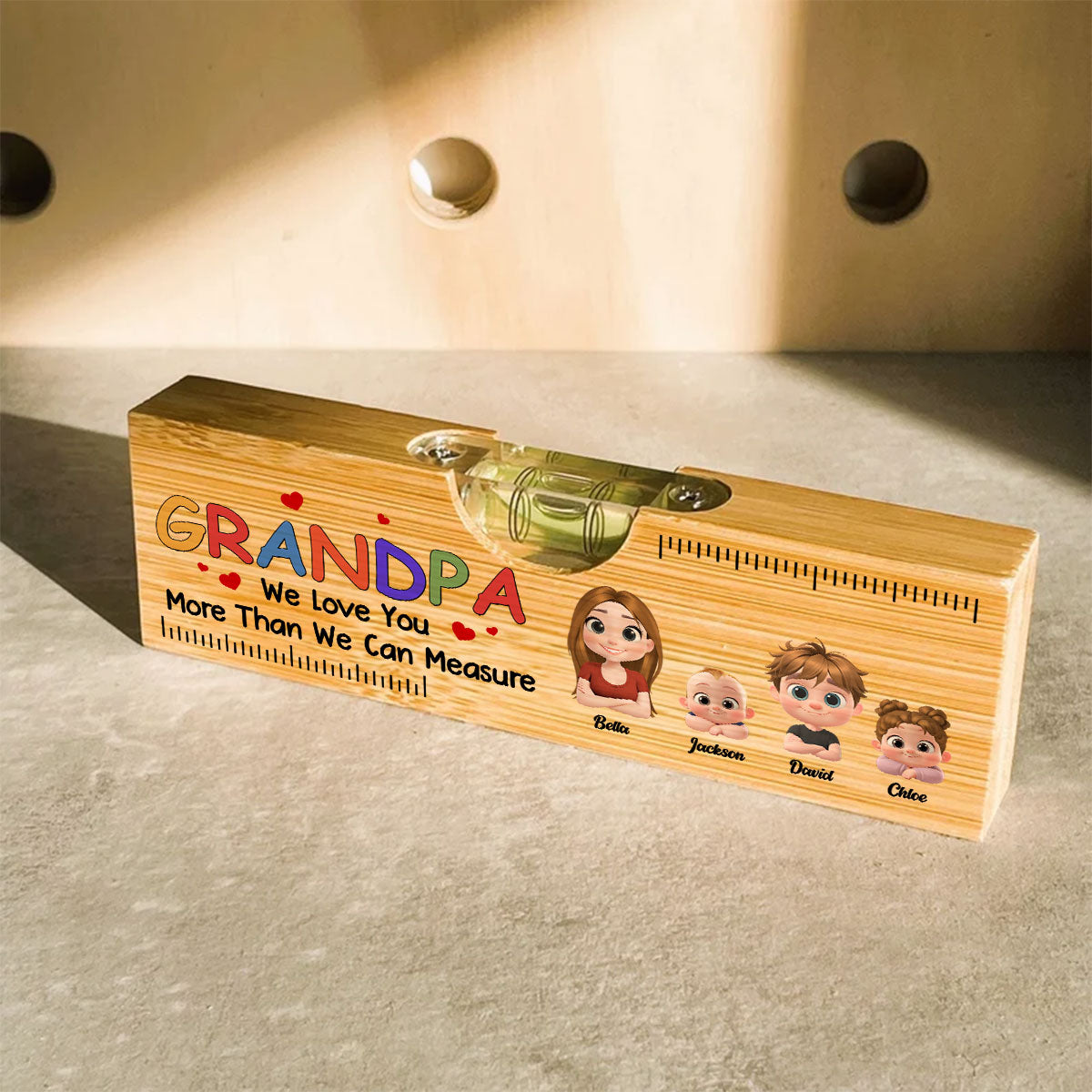 We Love You More Than We Can Measure - Personalized Custom Wooden Spirit Level Bottle Opener