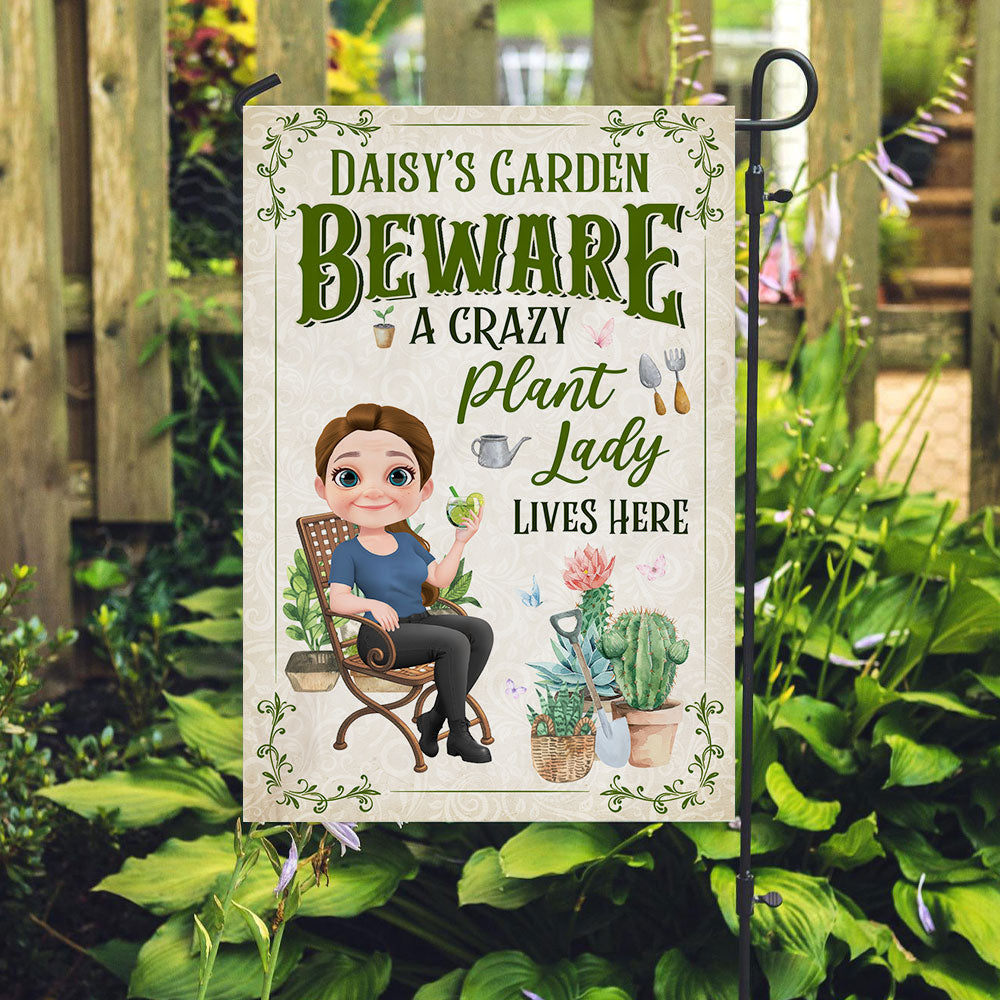Plant Lady Lives Here - Personalized Custom Flag