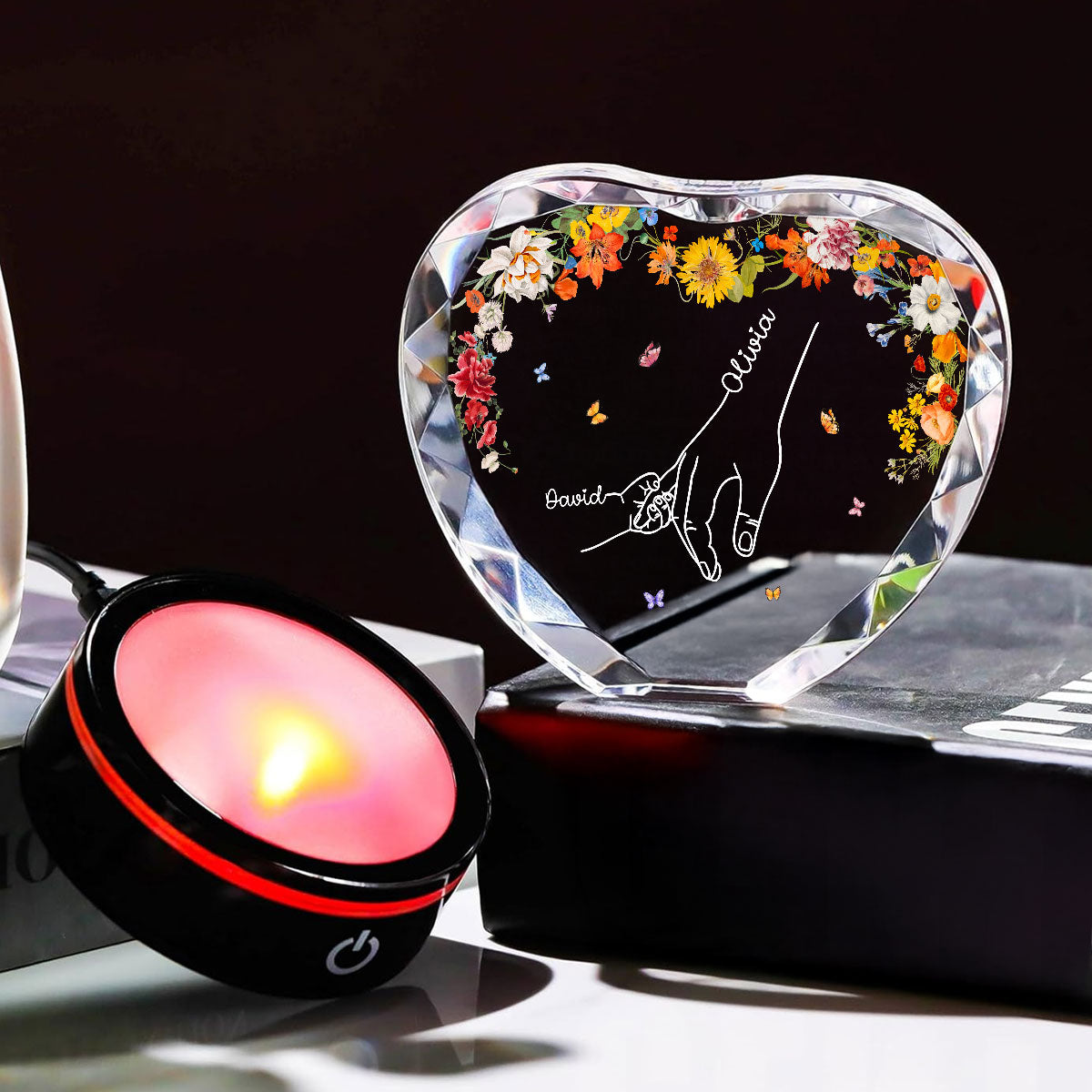Hold Our Hand - Personalized Custom Crystal Led Light