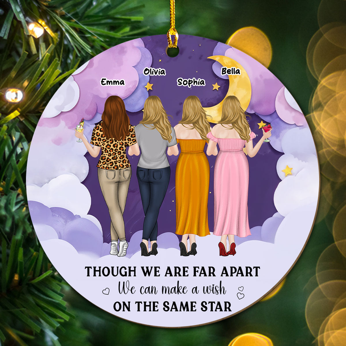 We Are Far Apart - Personalized Custom Wood Ornament