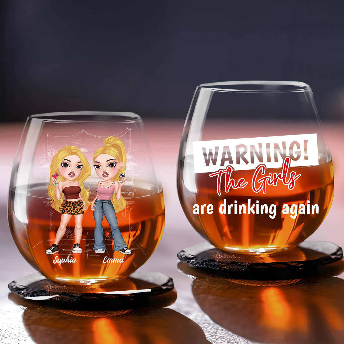 Warning The Girls Are Drinking Again - Personalized Custom Wine Glass