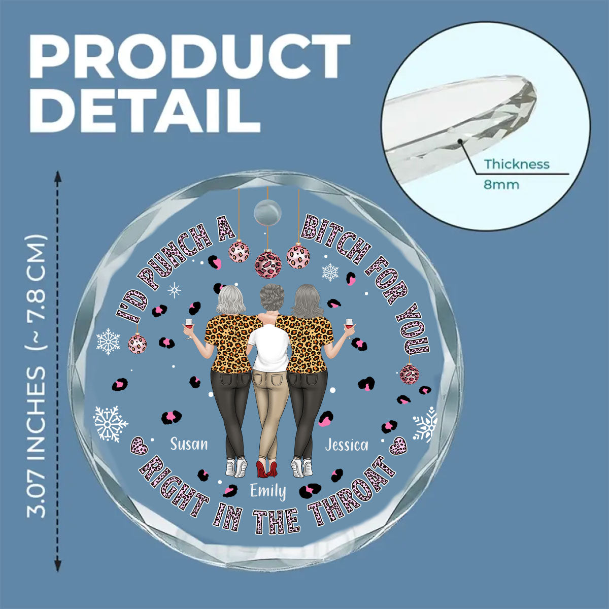 You And Me Right In The Throat - Personalized Custom Glass Ornament