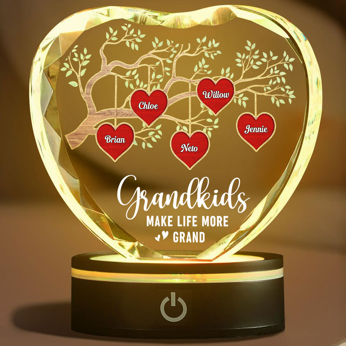 Grandkids Make Life More Grand - Personalized Custom Crystal Led Light