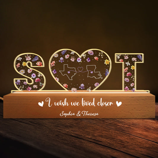 I Wish We Lived Closer - Personalized Custom Acrylic Letters 3D LED Night Light