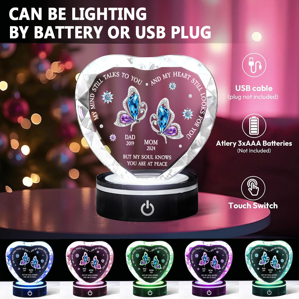 My Soul Knows You Are At Peace - Personalized Custom Crystal Led Light