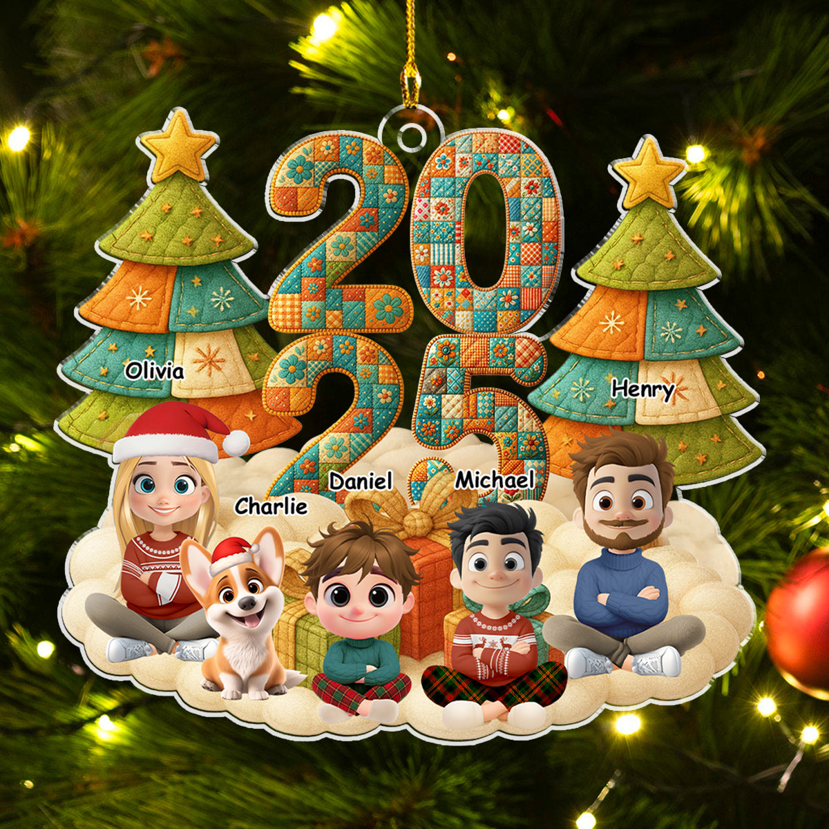 A Patchwork Family - Personalized Custom Acrylic Ornament 