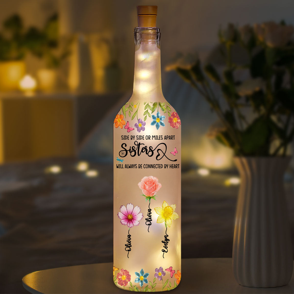 Bestie Blossoms - Personalized Custom Bottle Lamp