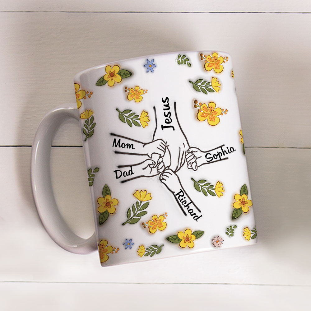 Jesus Holds Our Hand And Our Heart - Personalized Custom 3D Inflated Effect Mug