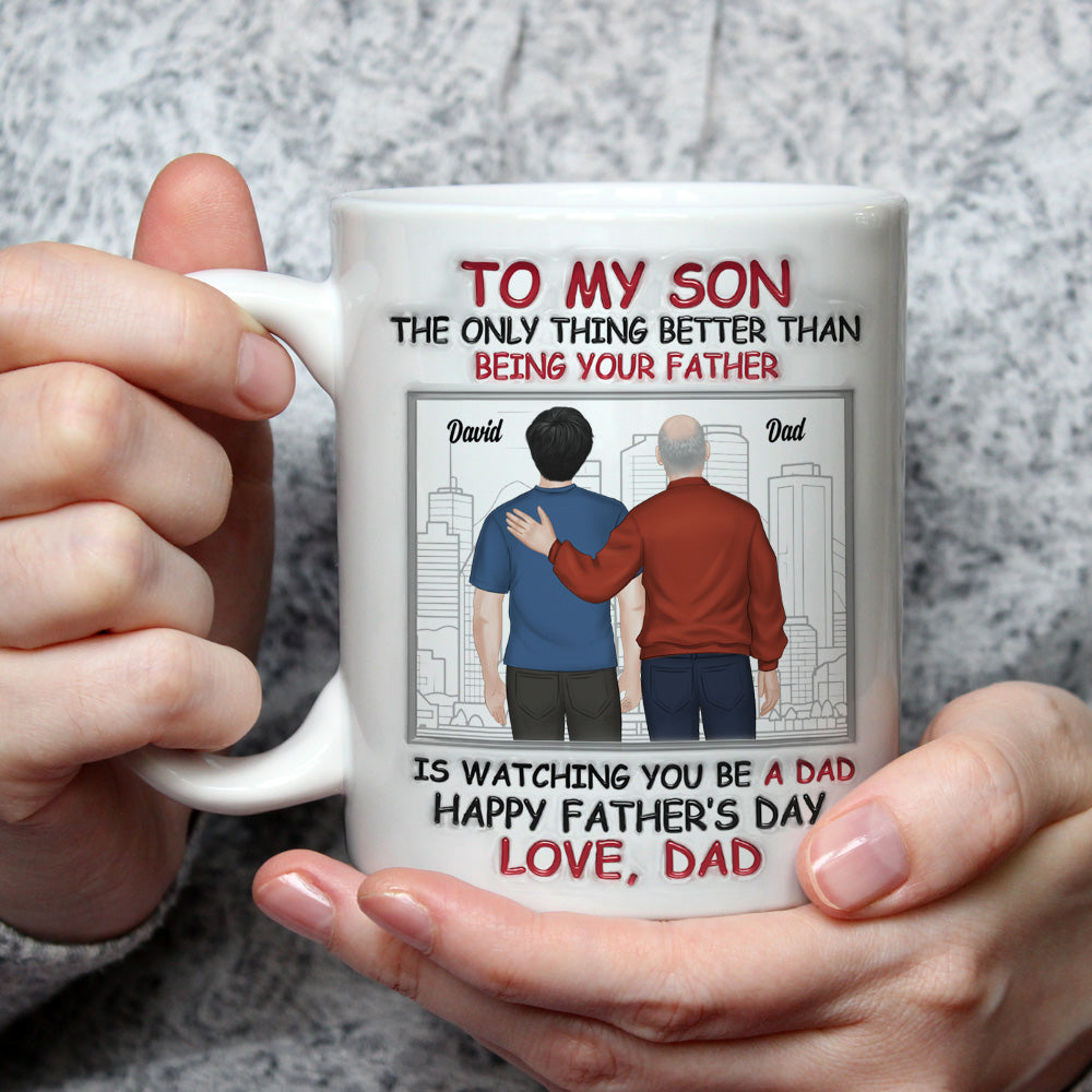Fatherhood Looks Good On You - Personalized Custom 3D Inflated Effect Mug