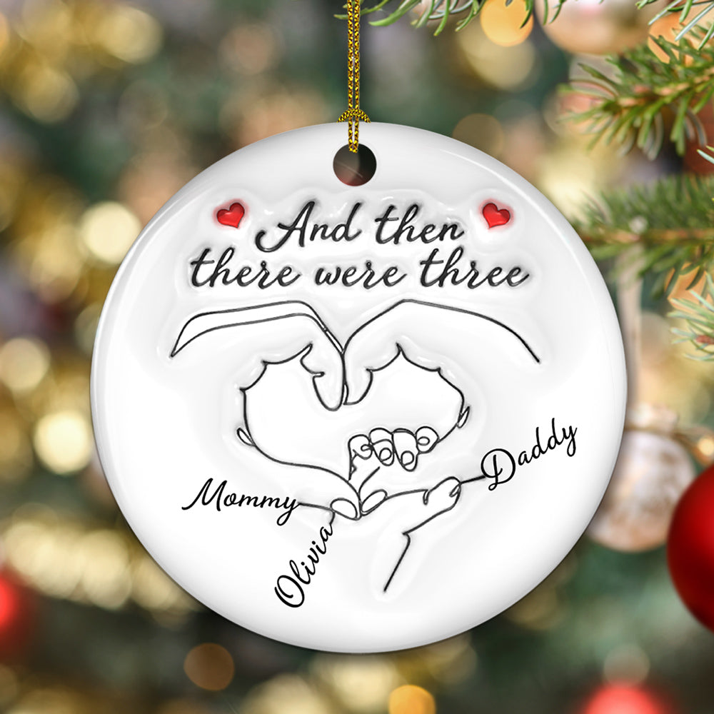 And Then There Were Three - Personalized Custom 3D Inflated Effect Ceramic Ornament