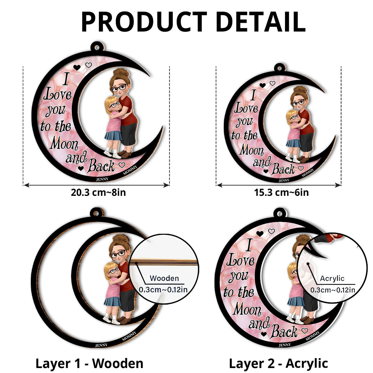 I Love You To The Moon And Back - Personalized Custom Suncatcher