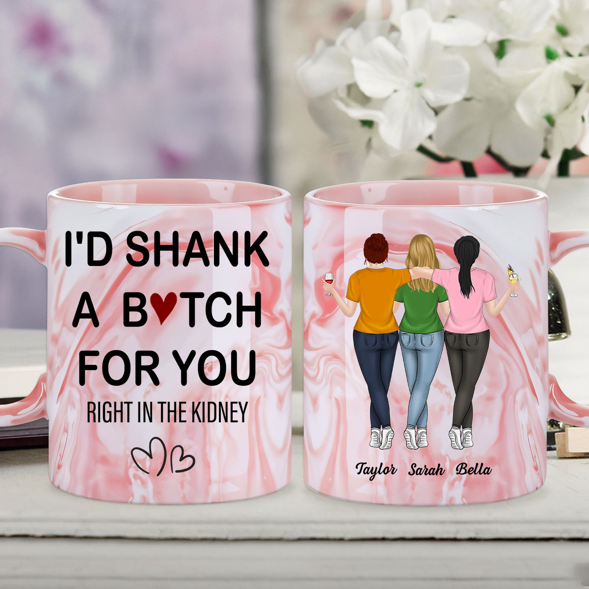 My Besties - Personalized Custom Pink Marble Mug