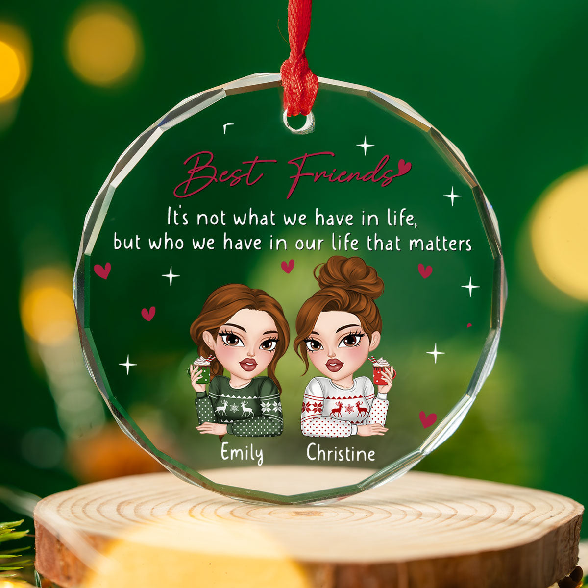 Best Friends In Our Life - Personalized Custom Glass Ornament