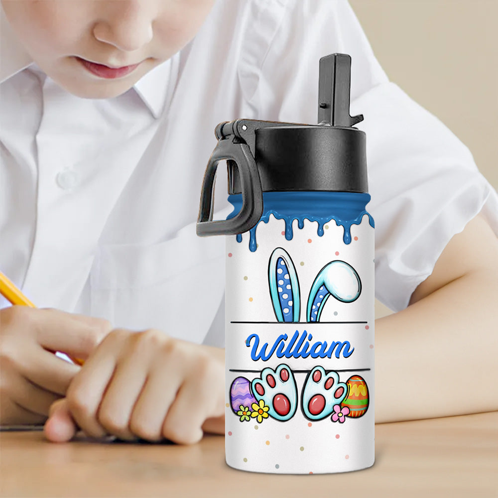 Cute Bunny Easter Eggs - Personalized Custom 3D Inflated Effect Kids Water Bottle