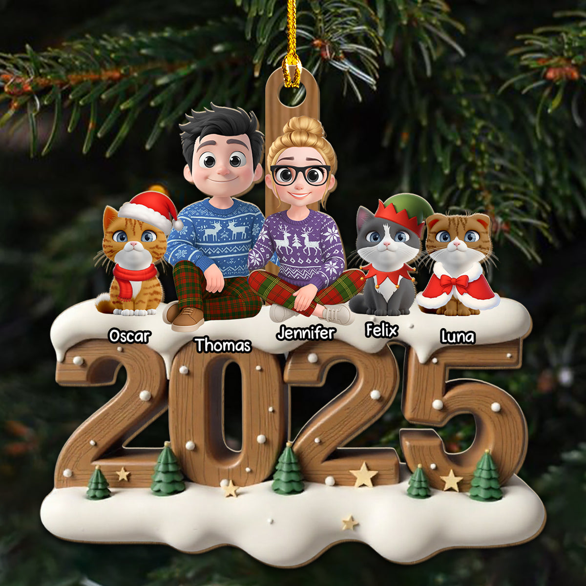 From This Year Cat Ver - Personalized Custom 3D Effect Wood Ornament