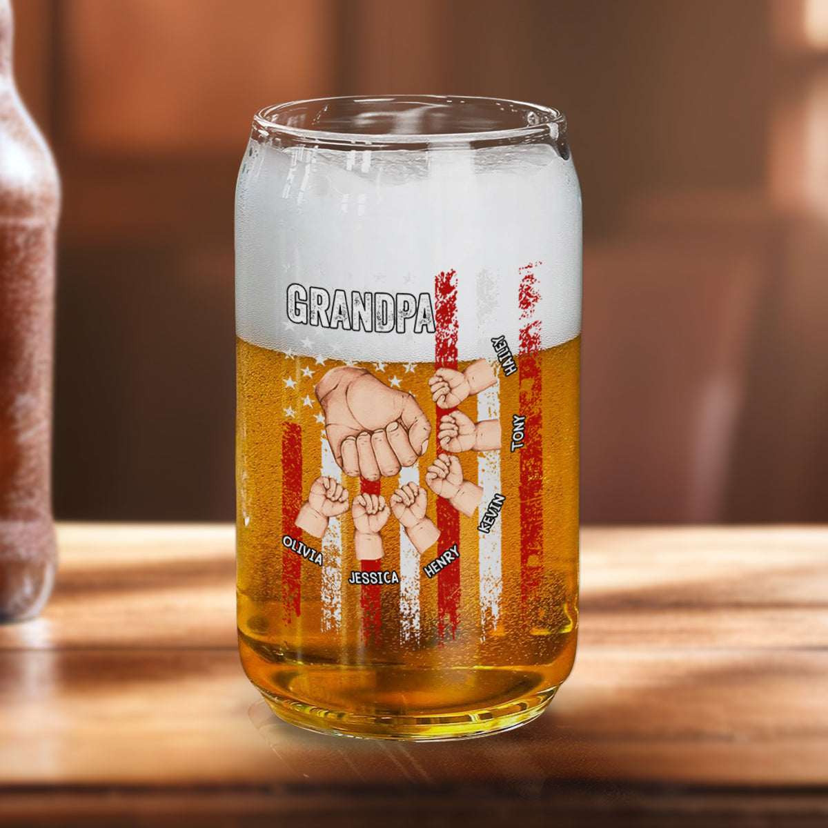 Best Dad Ever Version 2 - Personalized Custom Beer Can Glass