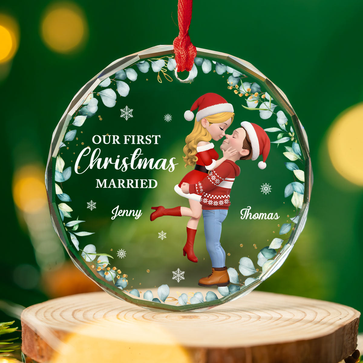 First Christmas Of Us - Personalized Custom Glass Ornament