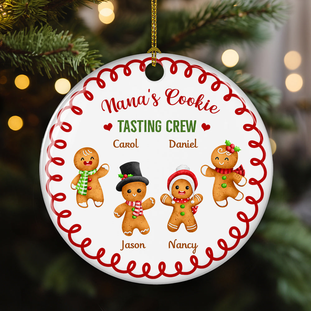 Tasting Crew Of Grandma - Personalized Custom Circle Ceramic Ornament
