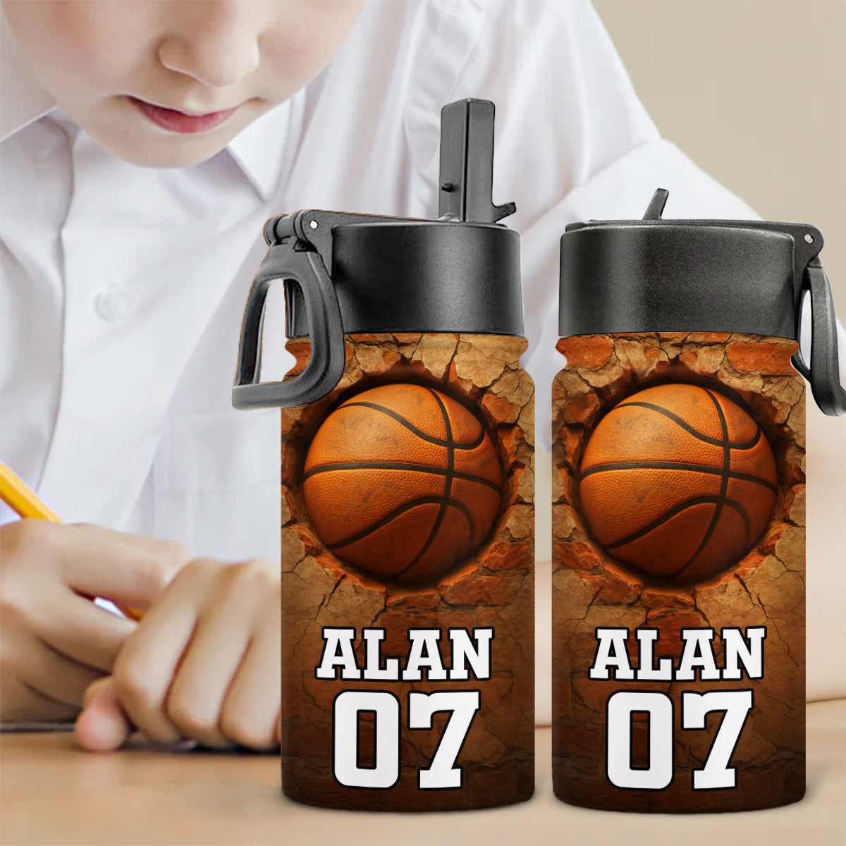 Sport Cracked Hole - Personalized Custom 3D Effect Kids Water Bottle