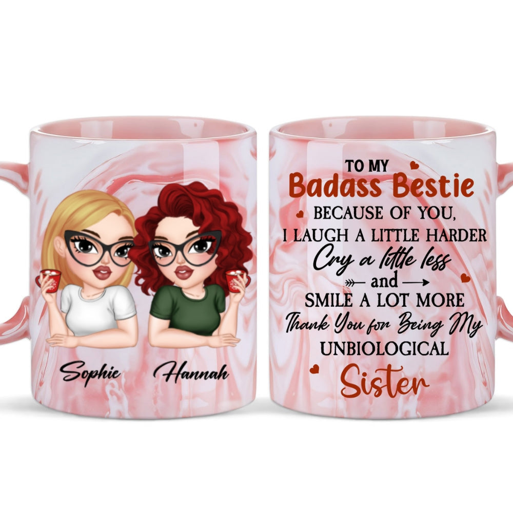 To My Badass Bestie - Personalized Custom Pink Marble Mug