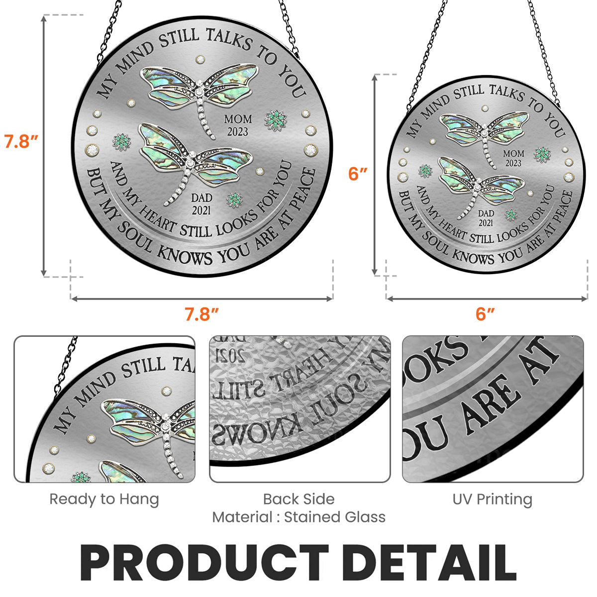 Dragonfly My Mind My Heart My Soul - Personalized Custom Window Hanging Suncatcher